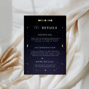 Gold Celestial Starry Moon Details Hochzeitskarte Einladung