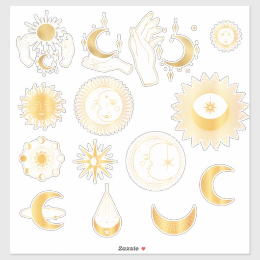 Gold Celestial Sticker Set (Blatt)