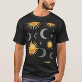 Gold Celestial Sun Moon Cluster T-Shirt | Boho Mys (Vorderseite)