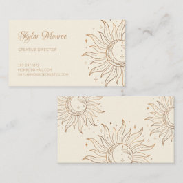 Gold Celestial Sun & Moon Ivory Business Card Visitenkarte
