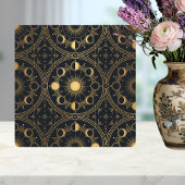 Gold Celestial Sun Moon Phases Geometric Pattern Fliese