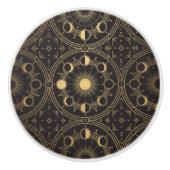 Gold Celestial Sun Moon Phases Geometric Pattern Keramikknauf (Vorderseite)