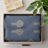 Gold Celtic Cross auf Navy Blue Decoute Seidenpapier (Geschenk)