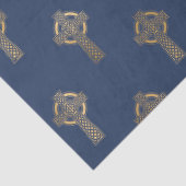 Gold Celtic Cross auf Navy Blue Decoute Seidenpapier (Detail)