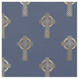 Gold Celtic Cross auf Navy Blue Stoff