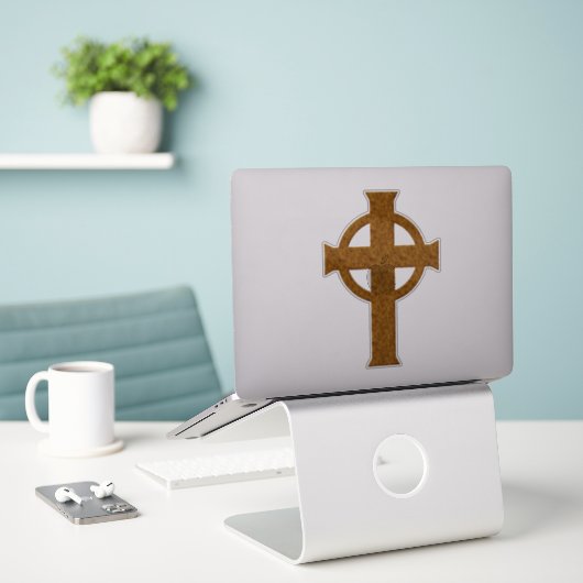 Gold Celtic Cross Aufkleber (Laptop auf Schreibtisch)