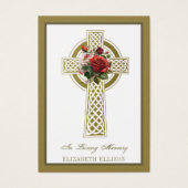 Gold Celtic Cross Rose Beerdigungskarte (Vorderseite)