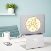 Gold Celtic Dog Trio Aufkleber (Laptop auf Schreibtisch)
