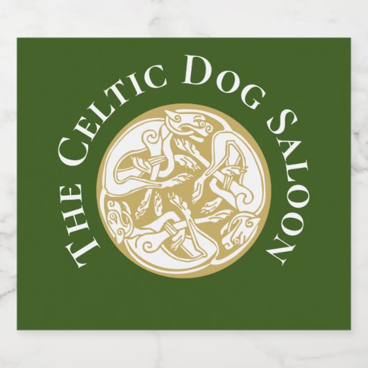 Gold Celtic Dog Trio Custom Classic Round Bierflaschenetikett (Einzelnes Label)