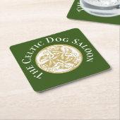 Gold Celtic Dog Trio Custom Rechteckiger Pappuntersetzer (angewinkelt)