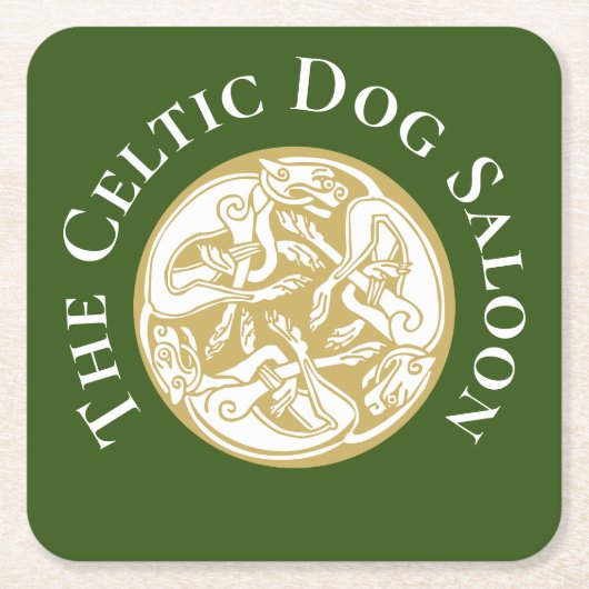 Gold Celtic Dog Trio Custom Rechteckiger Pappuntersetzer (Vorderseite)
