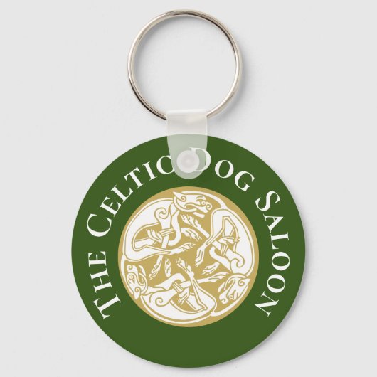 Gold Celtic Dog Trio Custom Schlüsselanhänger (Vorderseite)