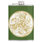 Gold Celtic Dog Trio Flachmann (Vorderseite)