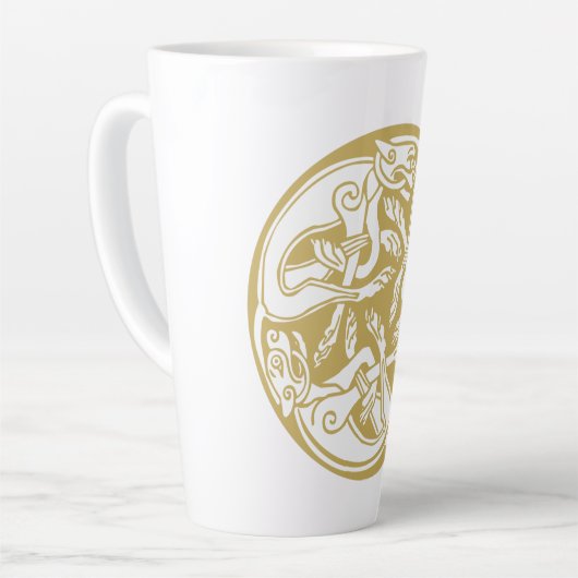 Gold Celtic Dog Trio Milchtasse (Linke Ecke)