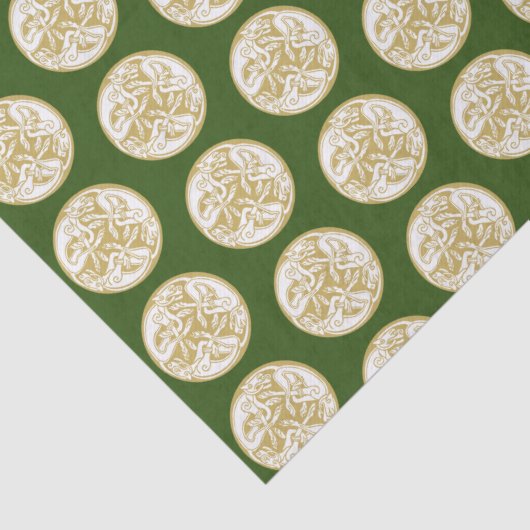 Gold Celtic Dog Trio Patten Seidenpapier (Detail)