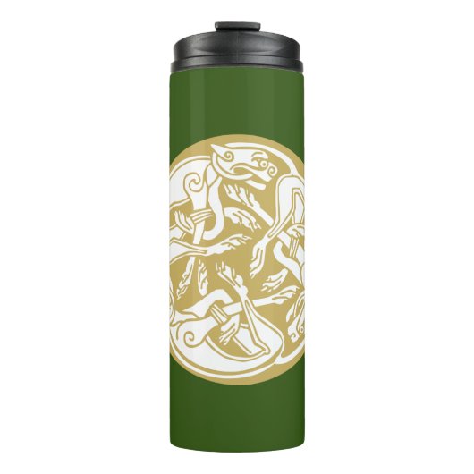 Gold Celtic Dog Trio Thermosbecher (Vorderseite)
