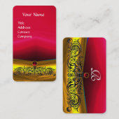 GOLD CELTIC DRAGONS RED RUBY GEMSTONE MONOGRAM VISITENKARTE (Vorne/Hinten)