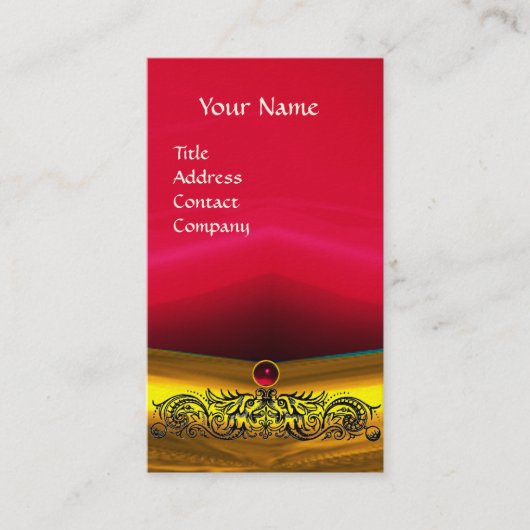 GOLD CELTIC DRAGONS RED RUBY GEMSTONE MONOGRAM VISITENKARTE (Vorderseite)