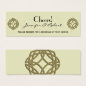 Gold Celtic Eternity Knot Wedding Drink Ticket (Vorne & Hinten)