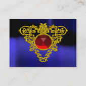 GOLD CELTIC HERART JEWEL, RED RUBY GEMSTONE Blue Visitenkarte (Rückseite)