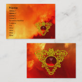 GOLD CELTIC HERART JEWEL, RUBY GEM Red Yellow Sky Visitenkarte (Vorne/Hinten)