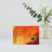 GOLD CELTIC HERART JEWEL, RUBY GEM Red Yellow Sky Visitenkarte (Stehend Vorderseite)