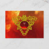 GOLD CELTIC HERART JEWEL, RUBY GEM Red Yellow Sky Visitenkarte (Rückseite)