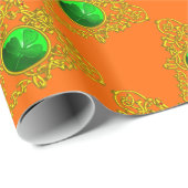 GOLD CELTIC HERART Saint Patrick's Day Orange Geschenkpapier (Rolleneckpunkt)