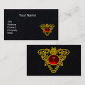 GOLD CELTIC HERZ JEWEL MIT RED RUBY Black Visitenkarte (Vorne/Hinten)