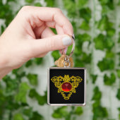 GOLD CELTIC HERZ JEWEL MIT RED RUBY GEMSTONE SCHLÜSSELANHÄNGER (Hand)