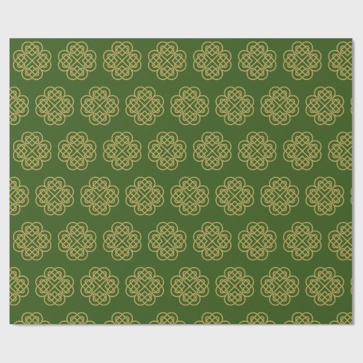 Gold Celtic Kleeblatt Muster Geschenkpapier (Flach)
