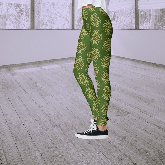 Gold Celtic Kleeblatt Muster Leggings