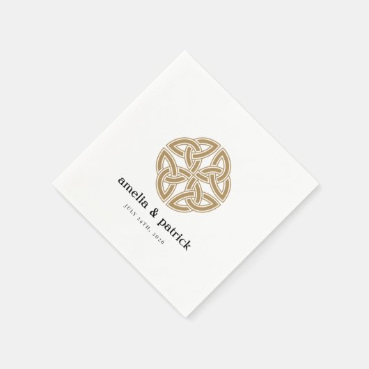 Gold Celtic Knot Irish Wedding Serviette (Ecke)
