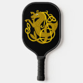 Gold Celtic Seepferd Pickleball Schläger (Rückseite)