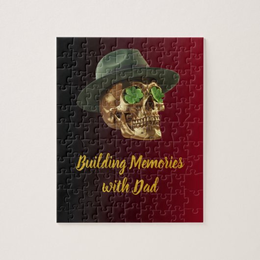 Gold Celtic Skull Green Clover Father's Puzzle (Vertikal)