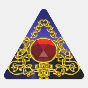 GOLD CELTIC TRIANGY MIT ROTER RUBY DREIECKIGER AUFKLEBER