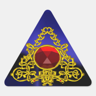 GOLD CELTIC TRIANGY MIT ROTER RUBY DREIECKIGER AUFKLEBER