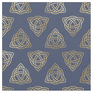 Gold Celtic Trinity Knots auf Navy Blue Stoff