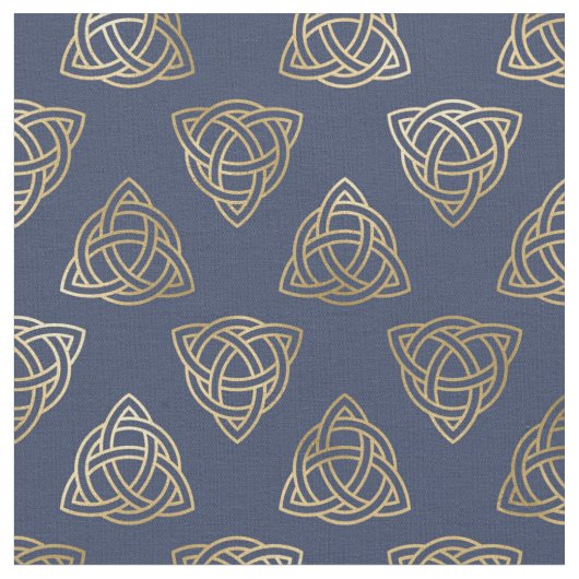 Gold Celtic Trinity Knots auf Navy Blue Stoff (Nahaufnahme)