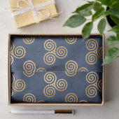Gold Celtic Triskele Spiralen auf Navy Blue Seidenpapier (Geschenk)