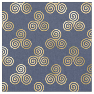 Gold Celtic Triskele Spiralen auf Navy Blue Stoff