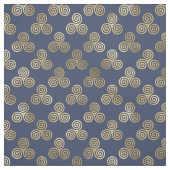 Gold Celtic Triskele Spiralen auf Navy Blue Stoff (Muster)