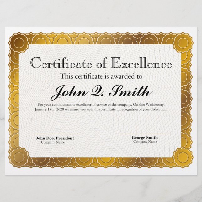 Gold Certificate Pattern Excellence Award (Vorderseite)