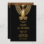 Gold Chain 1 Tropfen 1ST Geburtstag Party Einladung (Vorne/Hinten)