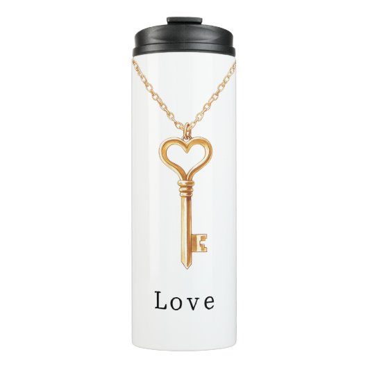Gold Chain Heart Necklace Love Thermosbecher (Vorderseite)