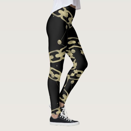 Gold Chain Imitate Gold Constellation Stars Moon Leggings (Rechts)