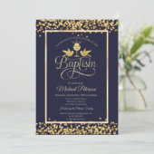 Gold Chalice Confetti Navy Blue Einladung (Stehend Vorderseite)