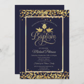 Gold Chalice Confetti Navy Blue Einladung (Vorne/Hinten)