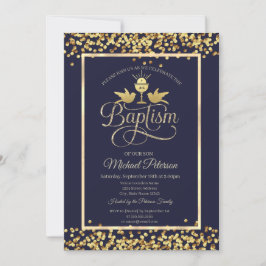 Gold Chalice Confetti Navy Blue Einladung