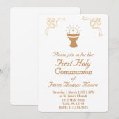 Gold Chalice First Holy Communion Invitation Einladung (Vorne/Hinten)